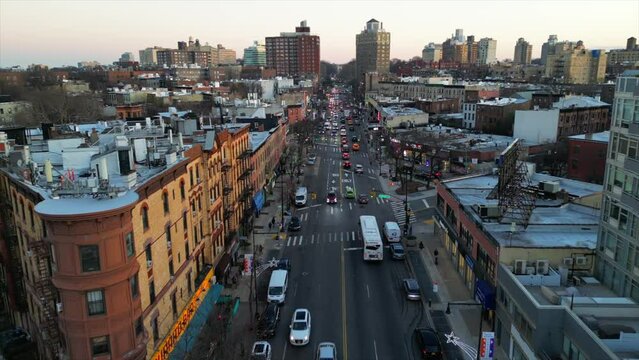 Scenic Aerial View of Flatbush Avenue and Park Slope During Twighlight - Pt. 2