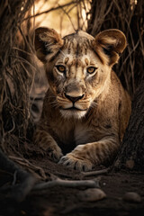 Obraz na płótnie Canvas Portrait of a Lion in the african savannah
