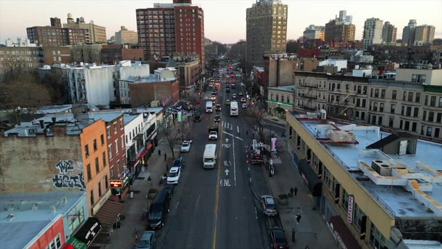 Scenic Aerial View of Flatbush Avenue and Park Slope During Twighlight - Pt. 3
