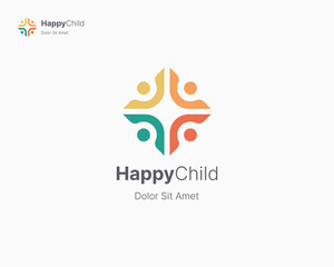 Colorful connection child logo template
