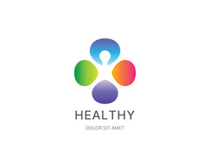 Colorful healthy people logo template