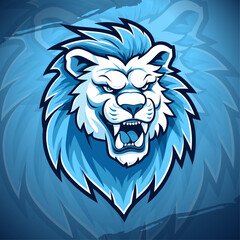 Esport and Sport Team Logo: Blue Lion Illustration for T-Shirt Printing