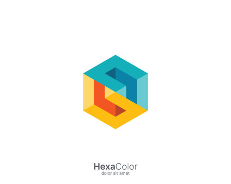 Abstract colorful hexagon logo template