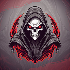 Death Reaper Mascot Logo Design Vector: Modern Illustration Concept for Esport and Sport Team