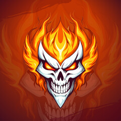 Flaming Skull Mascot: Bold Vector Logo Design for Esport & Sport Teams, Badges, and Merchandise