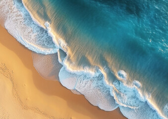 Obraz premium photo aerial view of beach water and sand