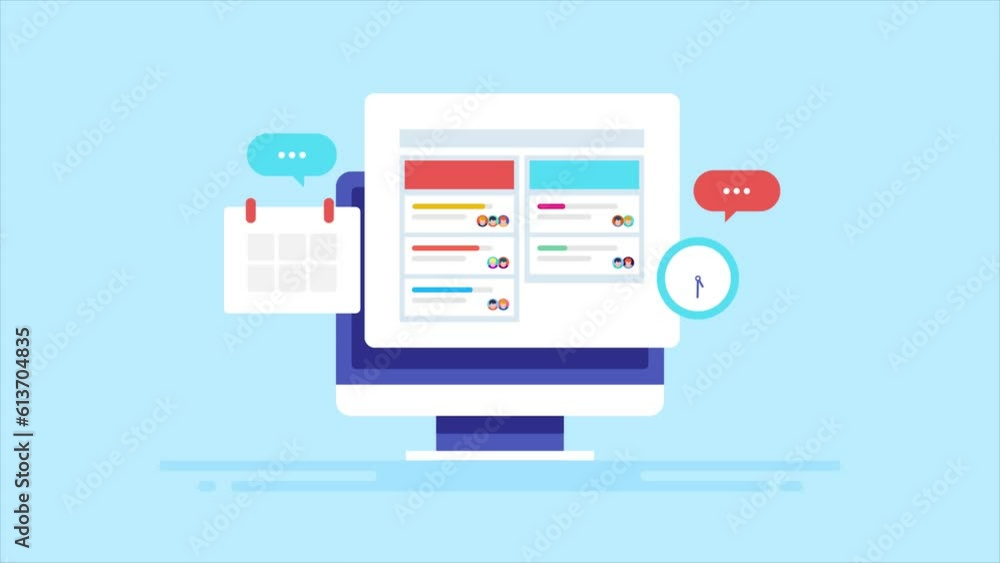 Poster project management software managing office work, team collaboration, complete task at time, workflo
