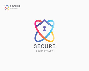 Colorful shield with lock keys logo