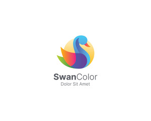 Colorful swan with smooth gradient logo