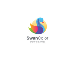 Obraz premium Colorful swan with smooth gradient logo