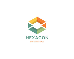 Creative colorful slide hexagon logo