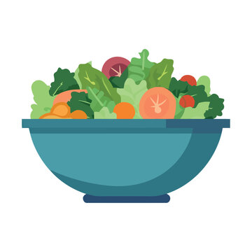 Fresh organic salad with healthy vegetables and herbs