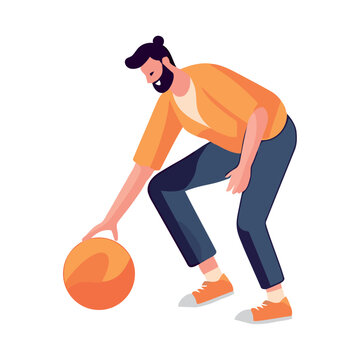 bearded man playing with a ball