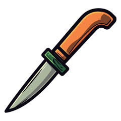 Sharp steel blade, handle of metal Danger