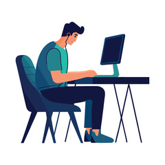 Businessman typing on modern computer equipment