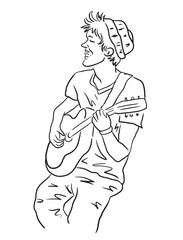 Illustration of a person with a guitar