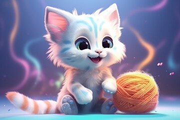 Cute cartoon pet toy illustration AI solid color background