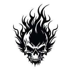 Flaming Skull Vector Clipart Illustration