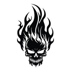 Flaming Skull Vector Clipart Illustration
