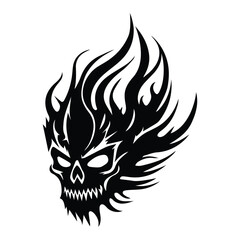Flaming Skull Vector Clipart Illustration