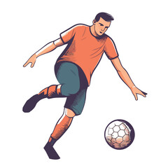 Fototapeta na wymiar striker kicks soccer ball