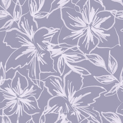 Fototapeta premium Lineal drawing floral seamless pattern