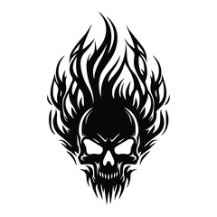 Flaming Skull Vector Clipart Illustration