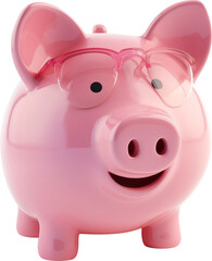 Pink piggy bank. PNG icon on transparent background
