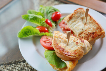 Breakfast get served in the morning in the restaurant or the cafe. Food and drink set made by chef and served with hot drink. Healthy food or junk food was select by people.
