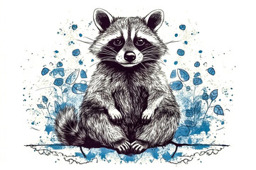 Serene watercolor illustration of a raccoon in a lotus pose ai generation - obrazy, fototapety, plakaty