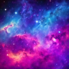 Naklejka premium Colorful space galaxy cloud nebula. Stary night cosmos. Universe science astronomy. Supernova background wallpaper. Generative AI.