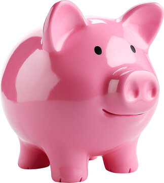 Pink piggy bank. PNG icon on transparent background