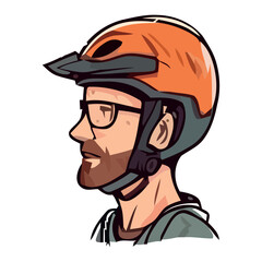 Bearded man with cycling helmet