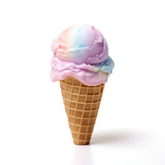 ice cream with cone isolated on white background. generative AI