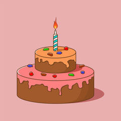 Birthday cake illustration vector. Illustration of a birthday cake vecor.