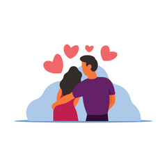 Fototapeta premium Couple in love, man and woman hugging each other, isolated flat vector illustration