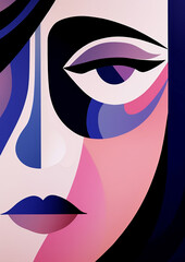 woman portrait poster face white modern cubist abstract cubism fashion graphic. Generative AI.