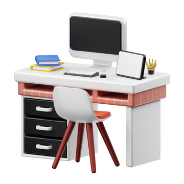 3d render asset design room desk illustration