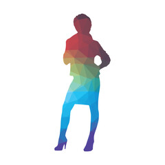 Silhouette of a woman in a polygonal style.