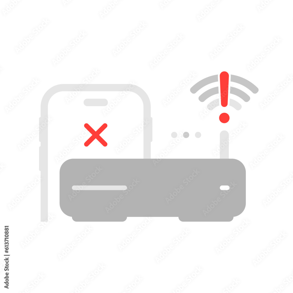 Poster no internet connection on smartphone device flat design vector eps10. simple and modern graphic elem