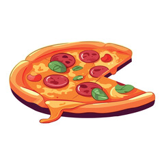 Baked pizza slice with pepperoni and salami