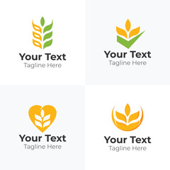 set wheat grain logo icon vector isolated