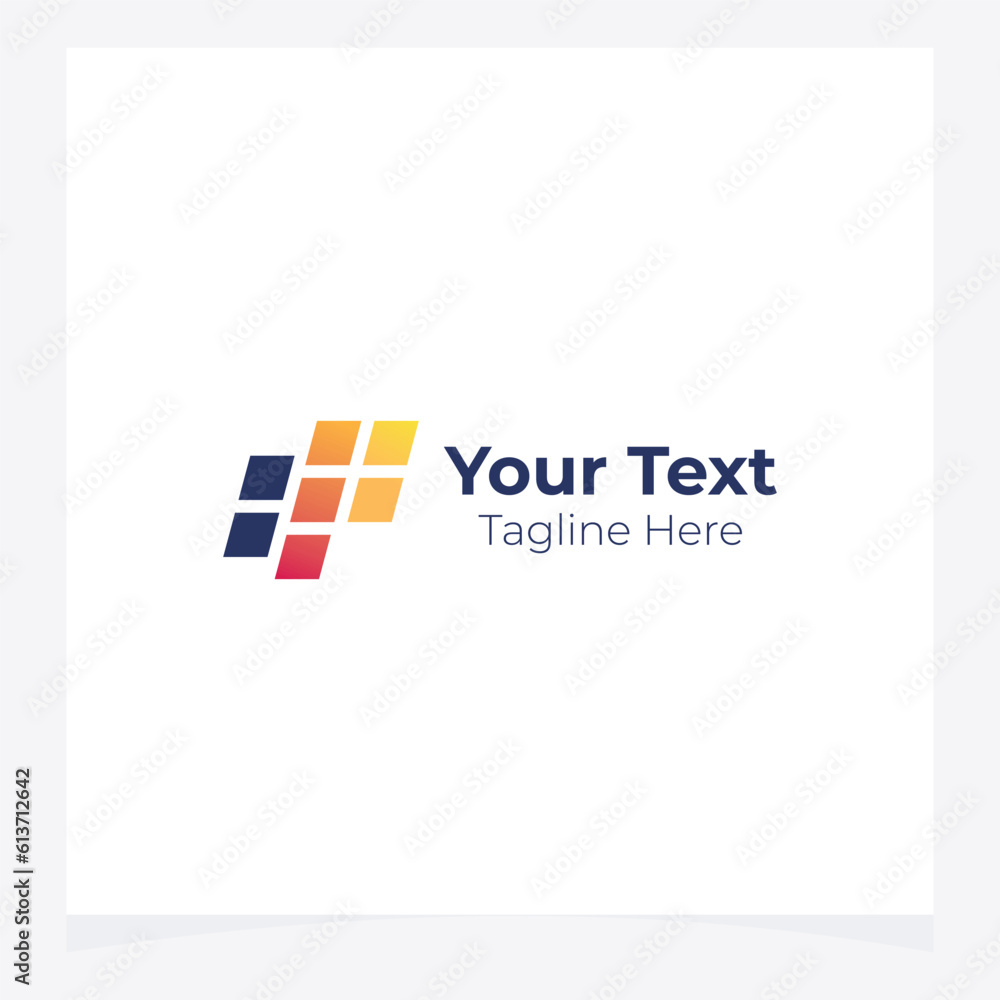 Poster creative abstract square tech logo pixel design. digital data box logo design vector stock template