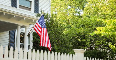 US flag, symbolizing patriotism and freedom, flies proudly on July 4th, Memorial Day, and other...