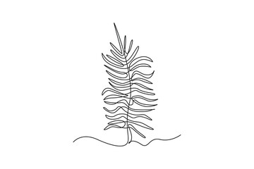 Fototapeta premium Single one line drawing plants and herbs concept. Continuous line draw design graphic vector illustration.