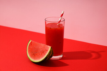 Concept of fresh and tasty summer drink - Watermelon smoothie