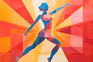 Fototapeta na wymiar a silhouette of a woman exercising