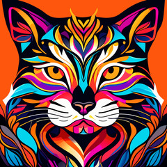 Obraz premium close up, cat, face, vector, colorful