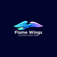 Vector Logo Illustration Flame Wings Gradient Colorful Style