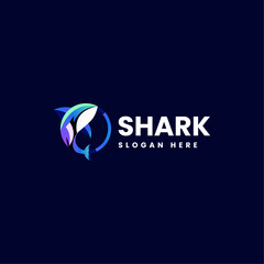 Vector Logo Illustration Shark Gradient Colorful Style